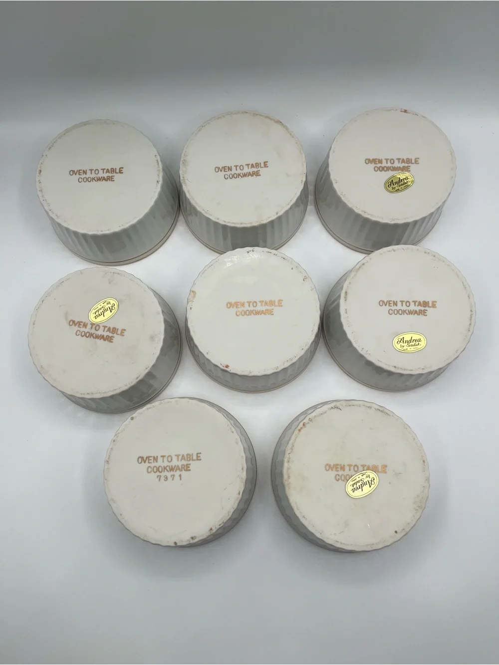 Vintage White Porcelain Ramekin with Gold Rim - Set of 8